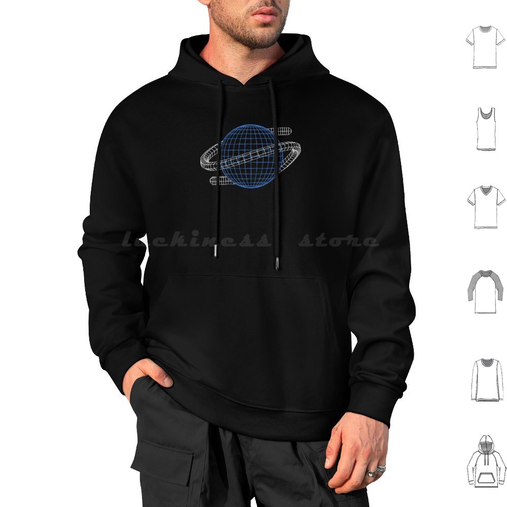 Gaming Console In 90S - Saturn Wireframe Hoodies met lange mouwen