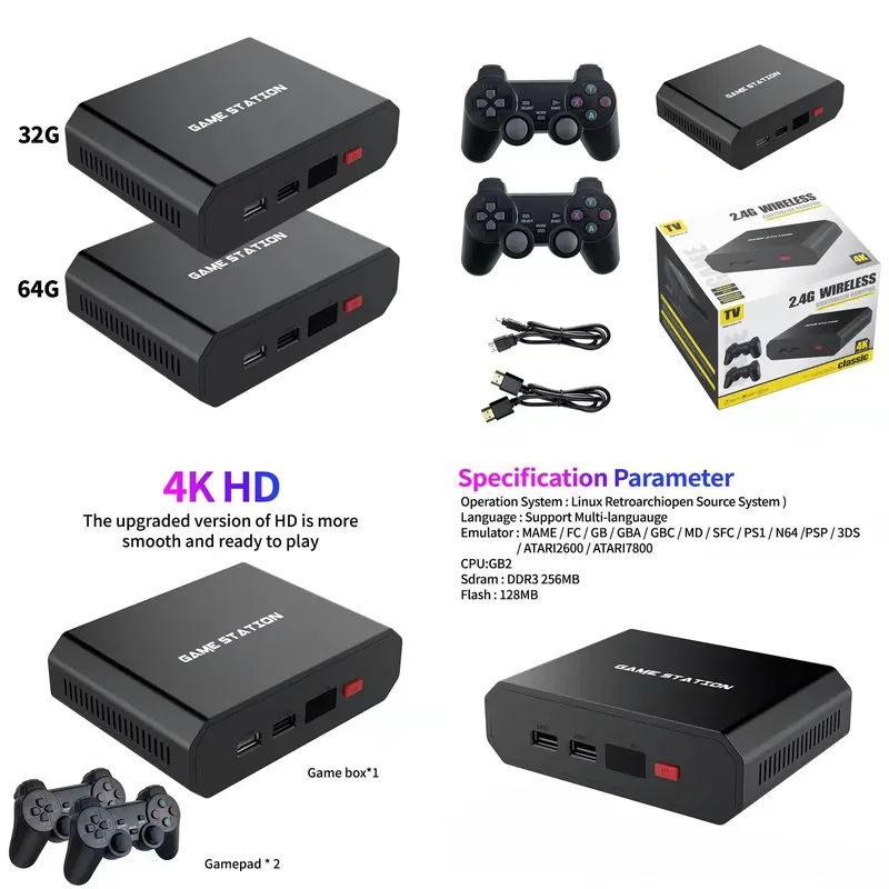 Gaming Console With Games - M8plus HD Videogame Console Box 2.4G